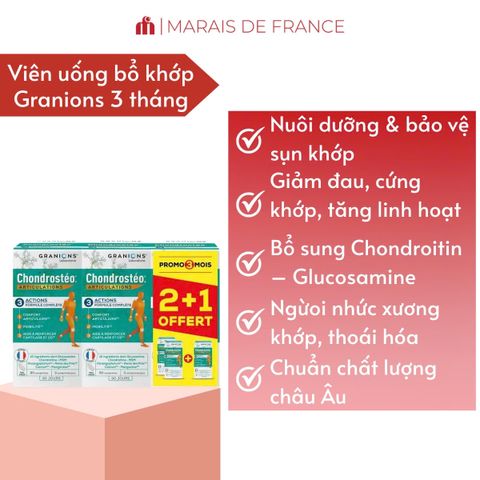 Granions Chondrosteo 270 Viên - Thực Phẩm Hỗ Trợ Xương Khớp, Tăng Linh Hoạt Vận Động Chính Hãng Pháp
