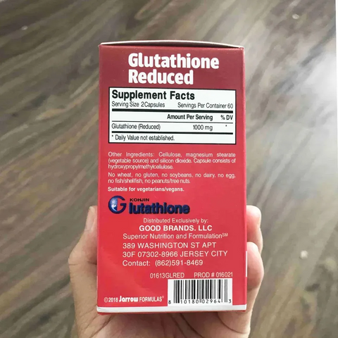 (Cao cấp) Viên Uống Hỗ Trợ Trắng Da Jarrow Glutathione 1000mg - 60 Viên Chính Hãng, Làm Sáng Da, làm dịu da Hiệu Quả, Sản Phẩm Cao Cấp Mỹ