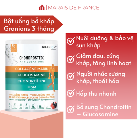 Bột Hỗ Trợ Xương Khớp Granions Chondrosteo Articulations Marin 280g - Dinh Dưỡng Cho Khớp, Nhập Khẩu Chính Hãng Pháp