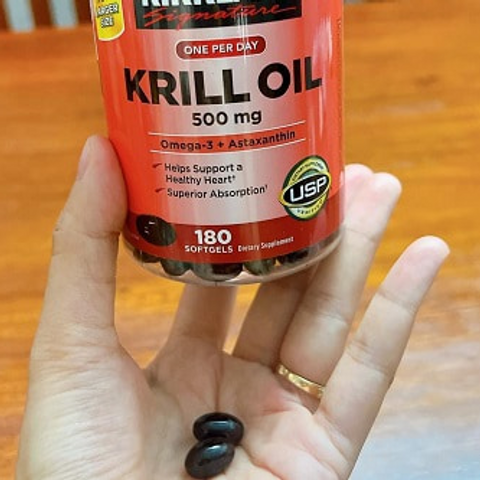 Viên uống dầu tôm Kirkland Signature Krill Oil 500mg 180 viên - Tăng cường sức khỏe tim mạch, omega-3 tự nhiên, hỗ trợ viêm khớp, tăng sức đề kháng