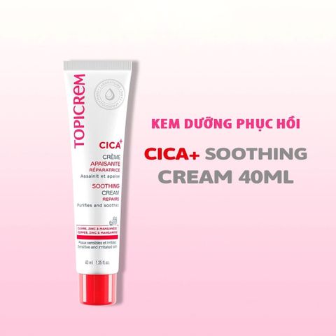 Kem Dưỡng Topicrem CICA+ 40mL - Kem Phục Hồi, Làm Dịu Da Nhạy Cảm, An Toàn Cho Trẻ Em & Người Lớn