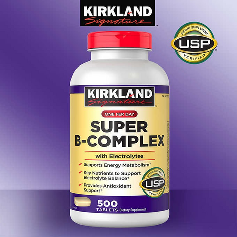 (Cao cấp) Vitamin B tổng hợp Super B-Complex Kirkland 500 viên - Bổ sung năng lượng, giảm stress và cải thiện sức khỏe toàn diện Chính hãng