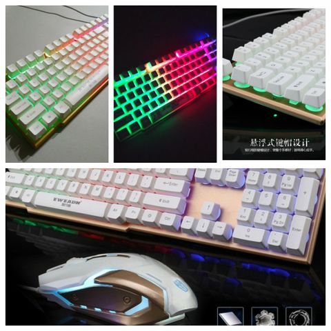 Bàn Phím Chuột Gaming EWEADN K006 Trắng - Combo Giả Cơ LED 7 Màu RGB Chống Nước, Phụ Kiện Đỉnh Cao Cho Game Thủ