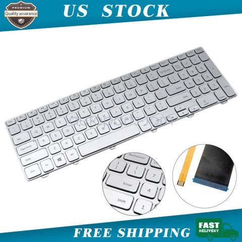 Bàn phím laptop Dell Inspiron 15-7000/15-7537 - Màu bạc, có đèn LED, bảo hành đổi mới, chất lượng cao, chuẩn US layout