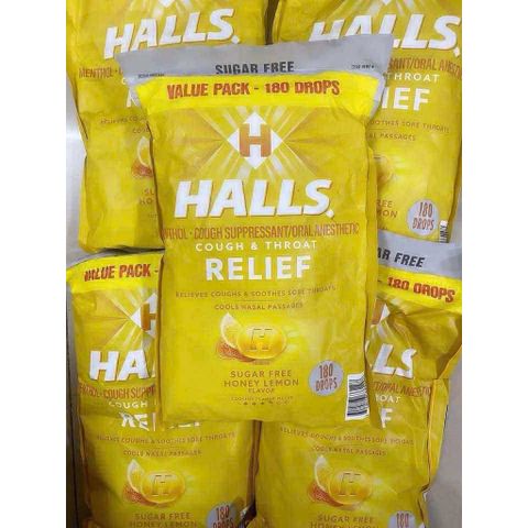 Kẹo Ngậm Halls Không Đường 180 Viên - Vị Mật Ong Chanh Làm Dịu Họng, Giảm Ho, Tiện Dụng Cho Gia Đình