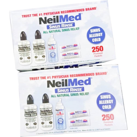 Bộ sản phẩm nước muối rửa mũi Neilmed Sinus Rinse 250 gói - Giải pháp hiệu quả cho sức khỏe đường hô hấp và giảm dị ứng mũi