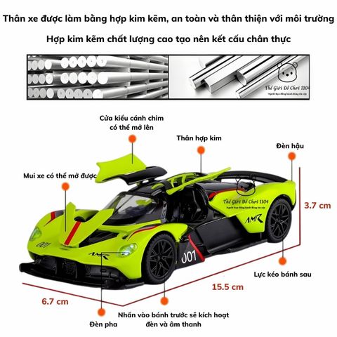 Xe Mô Hình Ô Tô Thể Thao 1:32 Hợp Kim - McLaren, Aston Martin, Koenigsegg với Đèn Nhạc và Mở Cửa - Quà Tặng Ý Nghĩa Cho Trẻ Em và Người Lớn
