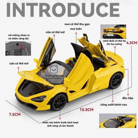 Xe Mô Hình Ô Tô Thể Thao 1:32 Hợp Kim - McLaren, Aston Martin, Koenigsegg với Đèn Nhạc và Mở Cửa - Quà Tặng Ý Nghĩa Cho Trẻ Em và Người Lớn
