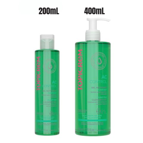 Sữa Rửa Mặt Topicrem AC Control Cleansing Gel - Dành cho Da Hỗn Hợp, Da Dầu và Da Mụn Nhạy Cảm - Giúp Làm Sạch Dịu Nhẹ, 200mL và 400mL