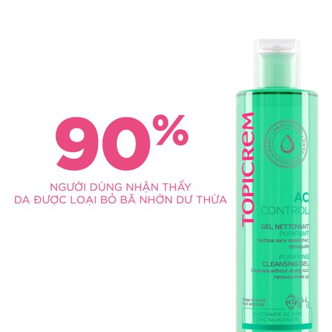 Sữa Rửa Mặt Topicrem AC Control Cleansing Gel - Dành cho Da Hỗn Hợp, Da Dầu và Da Mụn Nhạy Cảm - Giúp Làm Sạch Dịu Nhẹ, 200mL và 400mL