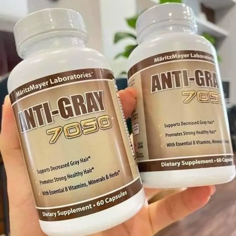 Viên uống cải thiện tóc bạc sớm Anti Gray Hair 7050 - Dưỡng chất phục hồi màu tóc tự nhiên, bảo vệ và làm mềm mượt tóc