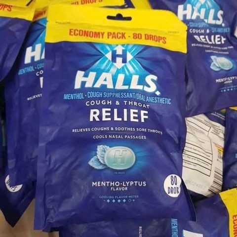 Kẹo ngậm Halls thông cổ mát họng - Giảm đau họng, hương menthol, 70 viên tiện lợi cho gia đình, chăm sóc sức khoẻ mùa lạnh