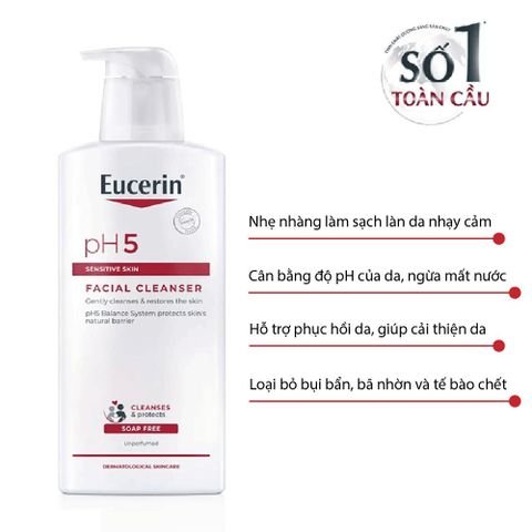 Sữa Rửa Mặt Eucerin PH5 Facial Cleanser 400ml - Dịu Nhẹ Cho Da Nhạy Cảm, Làm Sạch Hiệu Quả, Chăm Sóc Da Tối Ưu