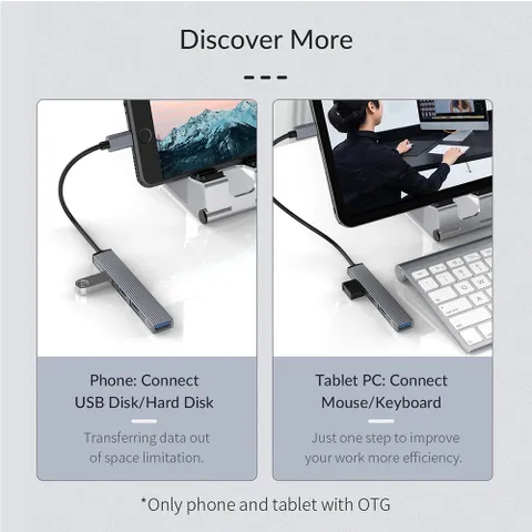 HUB Orico USB Type-C 3.0 Splitter - Thiết Bị Mở Rộng Cổng Cho Macbook và Smartphone - Phụ Kiện Chất Lượng Cao