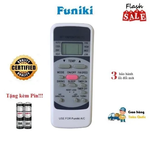 Điều khiển Remote Điều hòa Funiki SC SH HSC 09 12 18 24 - Hàng mới, dễ sử dụng, tặng kèm pin AAA 2 viên