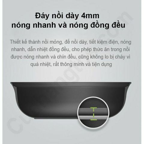 Nồi Lẩu Điện Xiaomi Mijia 4L 2 Ngăn 2 Vị Inox 430 Chống Dính, Hợp Kim Nhôm, Dùng Bếp Từ - Sản Phẩm Chính Hãng  для Gia Đình
