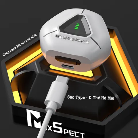 Tai Nghe Gaming Không Dây Bluetooth TWS MaxSpect SoundCore Cao Cấp - Âm Thanh 9D Sống Động, Kết Nối Bluetooth V5.2 Độ Trễ Thấp