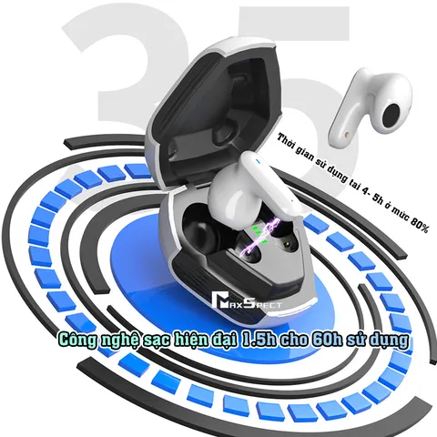 Tai Nghe Gaming Không Dây Bluetooth TWS MaxSpect SoundCore Cao Cấp - Âm Thanh 9D Sống Động, Kết Nối Bluetooth V5.2 Độ Trễ Thấp