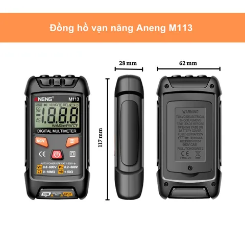 Đồng Hồ Đo Điện Diymore ANENG M113 - Đồng Hồ Vạn Năng Kỹ Thuật Số Đo Điện Áp, Dòng Điện, Điện Trở, An Toàn, Tiện Lợi