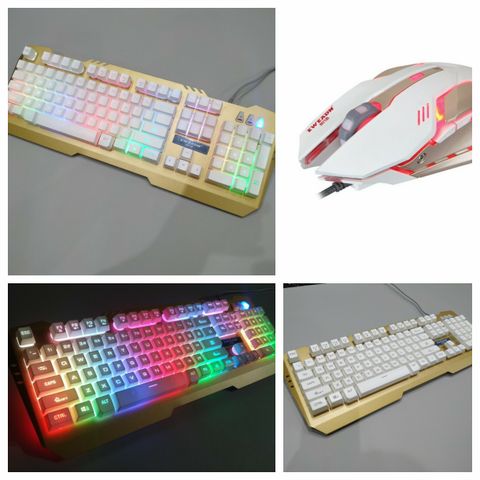 Bộ Bàn Phím Chuột Gaming EWEADN K005 Trắng - Giả Cơ LED 7 Màu Chống Nước, Phụ Kiện Chuyên Dụng Cho Gamer và Nhân Viên Văn Phòng