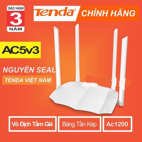 Bộ Phát Wifi Tenda AC5 V3 AC 1200Mbps - Router Băng Tần Kép Tốc Độ Cao Cho Game Thủ và Công Việc Văn Phòng