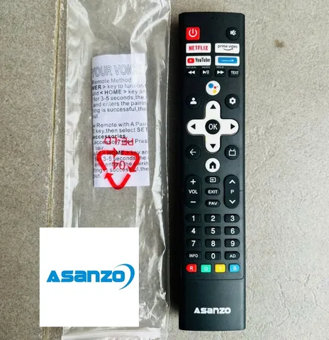 Điều khiển Remote Giọng Nói Voice Tivi ASANZO Đen - Thiết Kế Trụ Dài, Phím Êm Nhạy, Tặng Pin - Phụ Kiện Hiện Đại Cho Gia Đình