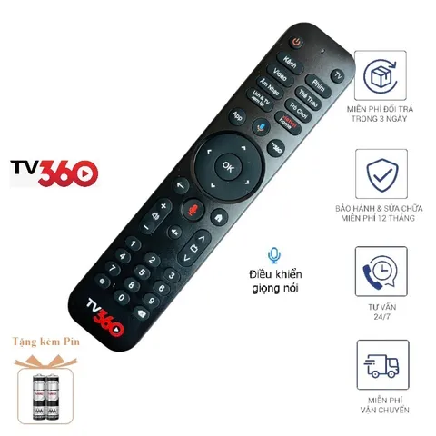Điều Khiển Remote Giọng Nói Voice TV360 Mới Nút Viettel Home - Điều Khiển Nhạy, Tặng Pin, Hàng Chính Hãng