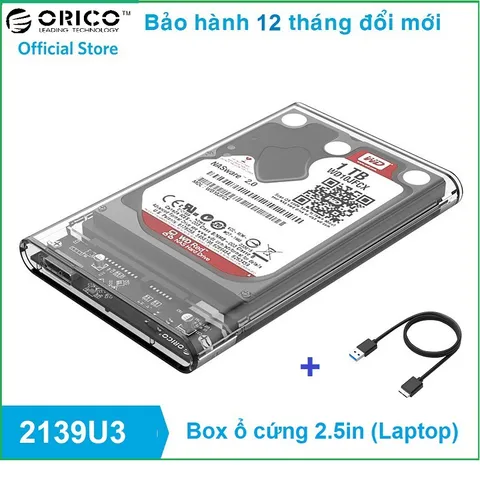Hộp Đựng Ổ Cứng 2.5 inch ORICO 2139U3 Trong Suốt HDD BOX SATA 3 USB 3.0 - Hàng Chính Hãng Phân Phối