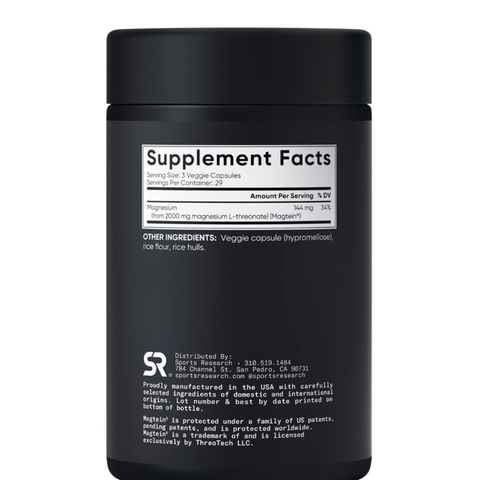Viên bổ sung Magie Sports Research Magtein 2000mg - Hỗ trợ sức khỏe não bộ, dễ hấp thu Mỹ