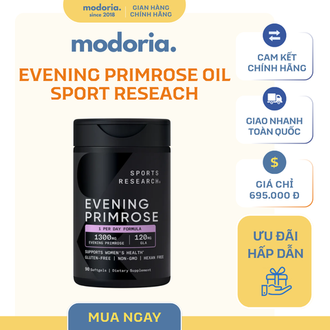 Tinh Dầu Hoa Anh Thảo Sports Research Evening Primrose 90 Viên - Hỗ Trợ Chăm Sóc Da Khỏe Mạnh, Dễ Uống - Sản Phẩm Từ Mỹ