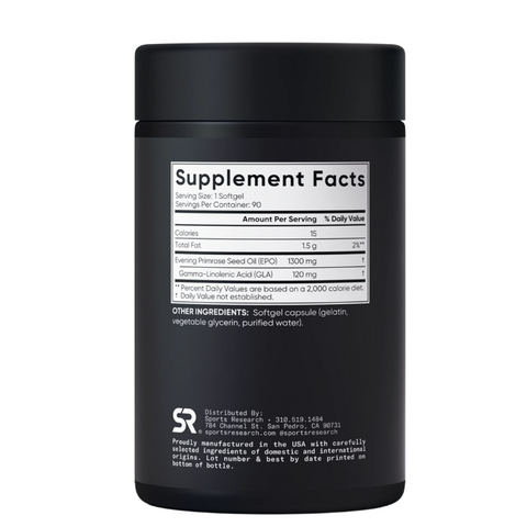Tinh Dầu Hoa Anh Thảo Sports Research Evening Primrose 90 Viên - Hỗ Trợ Chăm Sóc Da Khỏe Mạnh, Dễ Uống - Sản Phẩm Từ Mỹ