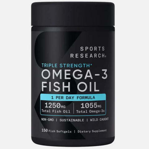 Viên Dầu Cá Omega-3 Triple Strength Sports Research 150 Viên - Bổ Sung EPA DHA Tinh Khiết, Dễ Uống, Hàng Mỹ
