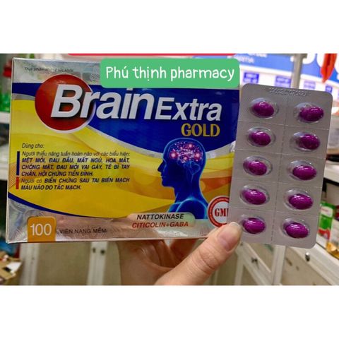 Hoạt Huyết Dưỡng Não Brain Extra Gold - Ginkgo Biloba 100 Viên Hỗ Trợ Giảm Đau Đầu Và Cải Thiện Trí Nhớ