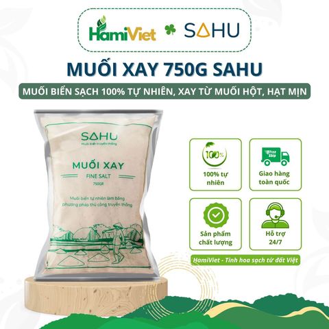 Muối Xay Sahu 750g - Muối Biển Tự Nhiên 100% Không Hóa Chất - Nguyên Liệu Nấu Ăn Cao Cấp Việt Nam