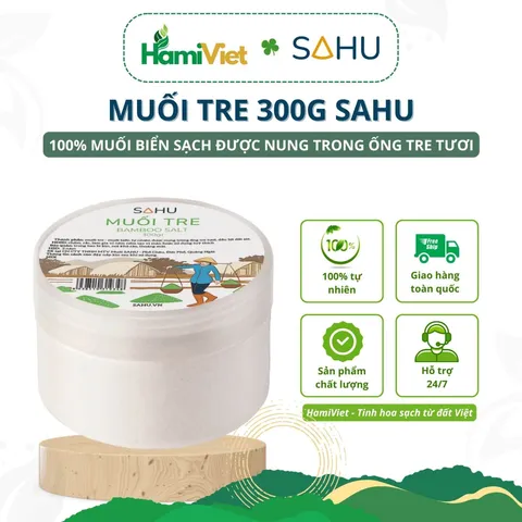 Muối Tre Sahu 300g - Muối Biển Tự Nhiên 100%, Hương Vị Ngọt Dịu, Phong Cách Truyền Thống Việt Nam, Sản Phẩm Chay Dinh Dưỡng