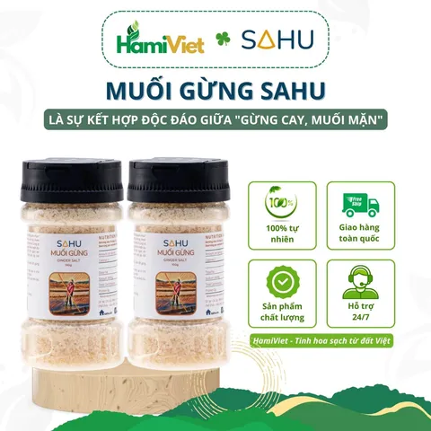 Muối Gừng Sahu - Gia Vị Truyền Thống Việt Nam Hương Vị Nguyên Chất 100g, Đậm Đà Hương Gừng và Muối Biển Sa Huỳnh