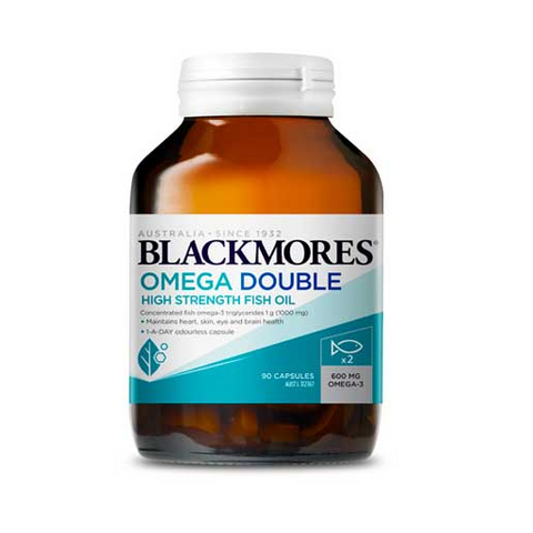 Viên Dầu Cá Blackmores Omega Double High Strength 90 Viên - Hỗ Trợ Tim Mạch, Thị Lực & Làn Da Khỏe Mạnh, Dễ Uống Hàng Ngày