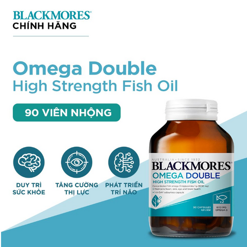 Viên Dầu Cá Blackmores Omega Double High Strength 90 Viên - Hỗ Trợ Tim Mạch, Thị Lực & Làn Da Khỏe Mạnh, Dễ Uống Hàng Ngày