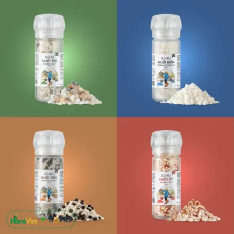Muối Biển Cao Cấp Sahu - Hạt To, Thô, Tự Nhiên, Không Chạm Đất, 60g, Thích Hợp Rắc Món Ăn thêm Hương Vị Tươi Mát