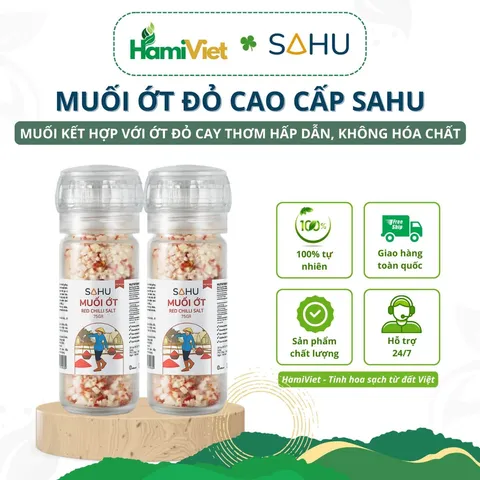 Muối Ớt Đỏ Cao Cấp Sahu - Hương Vị Cay Nhẹ Từ Giống Ớt Bản Địa Nguyên Chất - Gia Vị Thêm Hương Đặc Sắc Cho Món Ăn