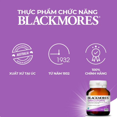Viên uống Blackmores Ginkgoforte 40 viên - Hỗ trợ trí nhớ, tuần hoàn máu não, cải thiện tập trung từ Úc