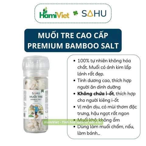 Muối Tre Cao Cấp Sahu - Muối Biển Tự Nhiên Hương Thơm, Vị Mặn Dịu, Giàu Khoáng Chất - Thích Hợp Cho Chay Và Gia Vị Sống 100g