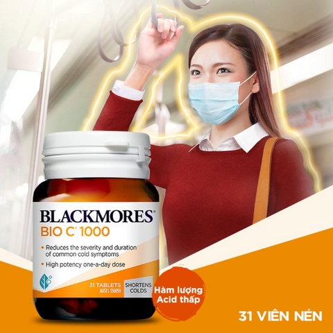 Viên uống bổ sung vitamin C Blackmores Bio C 1000mg - 31 viên tăng cường sức khỏe, hấp thụ hiệu quả từ Úc