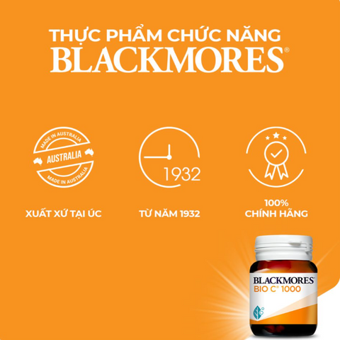 Viên uống bổ sung vitamin C Blackmores Bio C 1000mg - 31 viên tăng cường sức khỏe, hấp thụ hiệu quả từ Úc