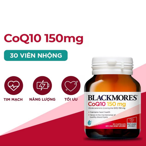 Viên Uống Hỗ Trợ Tim Mạch Blackmores CoQ10 150mg - 30 Viên Bổ Sung Sức Khỏe Tim Mạch và Năng Lượng Tự Nhiên