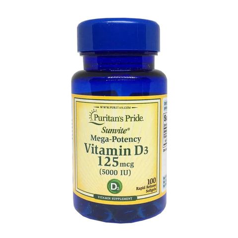 Viên uống bổ sung Vitamin D3 Puritan's Pride 125mcg 5000 IU - Hỗ trợ sức khỏe xương và hệ miễn dịch hiệu quả