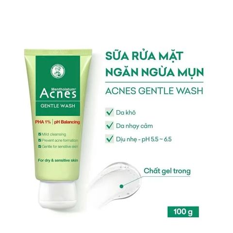 Gel Rửa Mặt Acnes Gentle Wash 100g - Sữa Rửa Mặt Ngăn Ngừa Mụn, Làm Sạch Sâu, Dành Cho Da Nhờn, Cảm Giác Thoải Mái