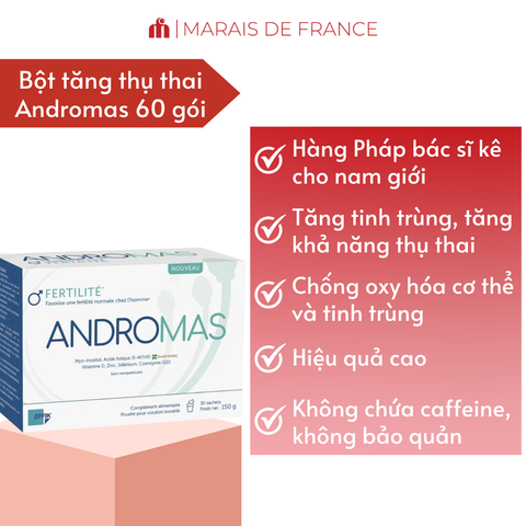 Thực Phẩm Bổ Sung ANDROMAS Dạng Bột Pha Uống Cho Nam Giới - Hỗ Trợ Sức Khỏe - Hộp 30 Gói Tiện Lợi