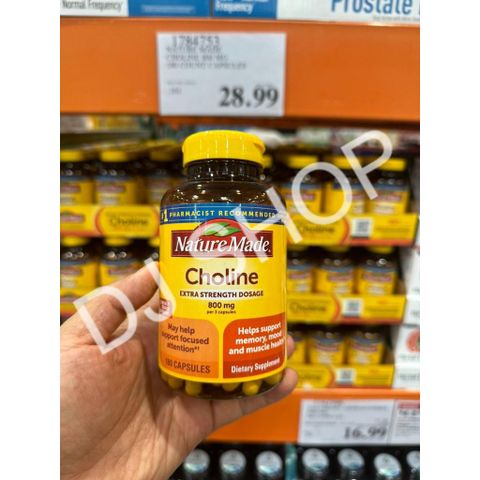 [DJ SHOP] Hộp Dựng Nature Made Choline ExtraStrength Dosage 800mg 180 Viên Của Mỹ