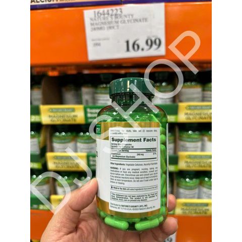 Viên Uống Magnesium Gilycinate 240mg Nature's Bounty - Hỗ Trợ Sức Khỏe Xương, Cơ Bắp, Tim và Thần Kinh - 180 Viên Mỹ